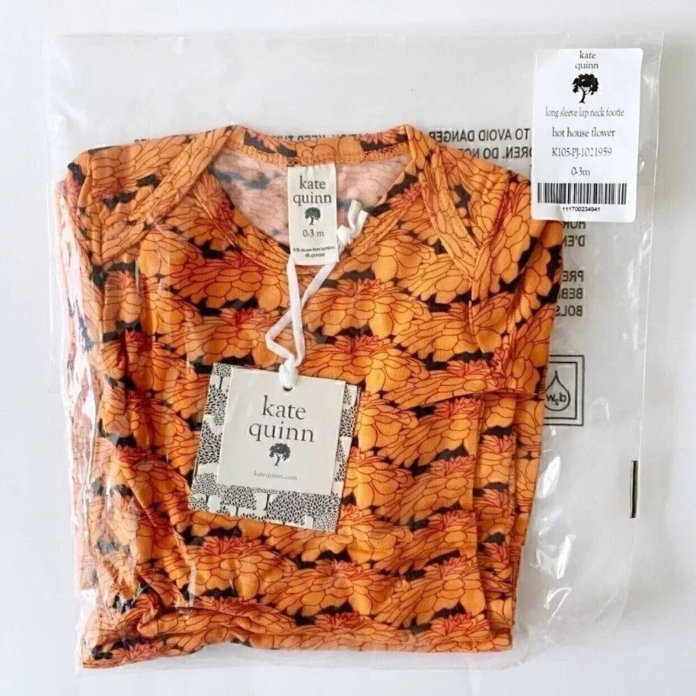 NWT Kate Quinn Organics 0-3 Months Bamboo Baby Footie